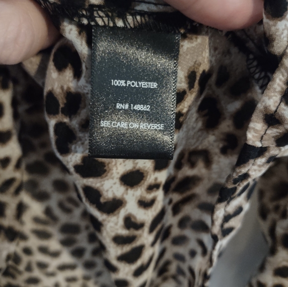 Torrid Leopard Print Chiffon Smocked Mock Neck Blouse - Picture 9 of 15